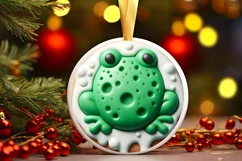 Christmas Frog with Melting Edges Round Ornament Sublimation Product Image 2