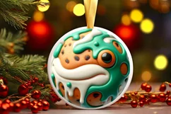 Christmas Frog with Melting Edges Round Ornament Sublimation Product Image 2