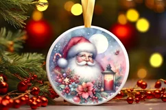 Santa Scene Round Ornament Sublimation PNG Product Image 1