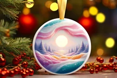 Pastell Molten Candy Winter Scene Round Ornament Sublimation Product Image 1