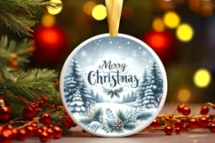 Merry Christmas Winter Scene Ornament Sublimation PNG Product Image 1