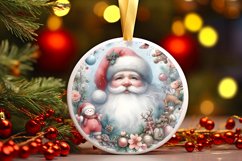Pastel Watercolor Santa Ornament Sublimation PNG Product Image 1