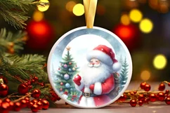 Santa Round Ornament Sublimation PNG Product Image 3
