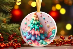 3D Winter Scene with Tree Ornament Sublimation PNG Product Image 1