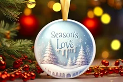 3D Winter Scene with Season's Love Ornament Sublimation PNG Product Image 3
