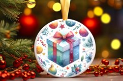 Christmass Gift Round Ornament Sublimation PNG Product Image 3