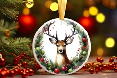 Colorful Reindeer Christmas Ornament Sublimation PNG Product Image 2