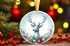 Colorful Reindeer Christmas Ornament Sublimation PNG Product Image 1