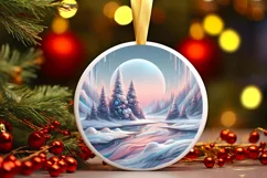 Pastel Molten Candy Winter Scene Round Christmas Ornament Product Image 1