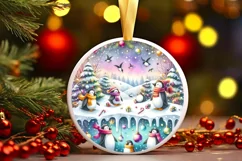 Pastel Penguins Winter Scene Sublimation PNG Product Image 2