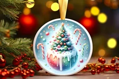 Winter Scene with Candies Round Christmas Ornament Product Image 3