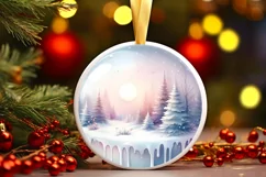 Detailed Winter Scene with Forest Round Ornament Sublimation Product Image 1