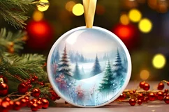 Detailed Winter Scene with Forest Round Ornament Sublimation Product Image 1