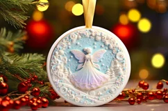 Pastel Fairy Round Ornament Sublimation PNG Product Image 3
