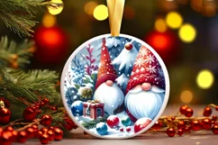 Gnomes Christmas Ornament Sublimation PNG Product Image 2