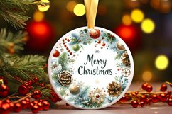 Merry Christmas Round Ornament Sublimation PNG Product Image 1