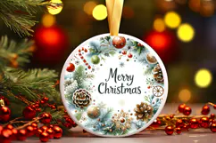 Round Christmass Ornament Sublimation|Clipart Product Image 1