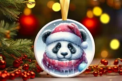 Colorful Panda Christmas Sublimation Clipart Product Image 1