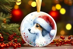 Colorful Christmas Dog Round Ornament Sublimation PNG Product Image 3