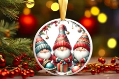 Winter Gnomes Round Ornament Sublimation PNG Product Image 3