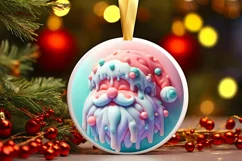 Santa with Melting Edges Round Sticker Ornament Sublimation Product Image 1