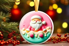 Santa with Melting Edges Round Sticker Ornament Sublimation Product Image 3