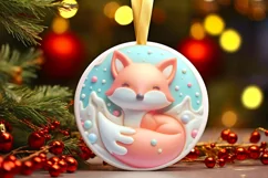 Pastel Polar Bear Christmas Fox Round Image PNG Product Image 2
