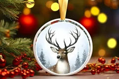Christmas Pastel Reindeer Round Image PNG Product Image 1