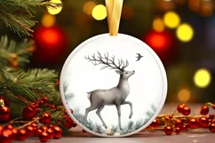 Christmas Pastel Reindeer Round Image PNG Product Image 2