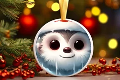Winter Monkey Portrait with Santa Hat Round Ornament Product Image 3