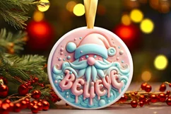 Santa Large Text Round Ornament Sublimation PNG Product Image 3