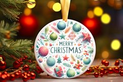 Merry Christmas Round Ornament Sublimation PNG Product Image 3