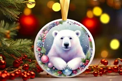 Colorful Polar Bear Christmas Sublimation Clipart Product Image 2