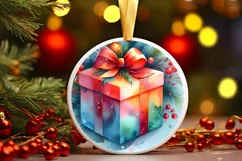 Colorful Gift Round Ornament Sublimation PNG Product Image 2