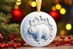 polar bear 3d round ornament sublimation png Product Image 1