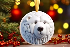 Round Martzipan Polar Bear Christmas Ornament Sublimation Product Image 3