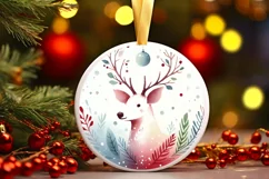 pastel rein deer round ornament sublimation png Product Image 3