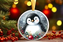 Penguin Christmas Ornament Sublimation PNG Product Image 1