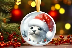 Winter Penguin Round Ornament Sublimation PNG Product Image 2
