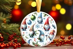 Colorful Gnomes Round Ornament Sublimation PNG Product Image 2