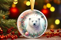 polar bear round ornament sublimation png Product Image 1