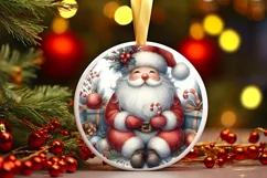 Santa Round Ornament Sublimation PNG Product Image 2