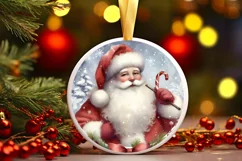 Santa Round Ornament Sublimation PNG Product Image 3