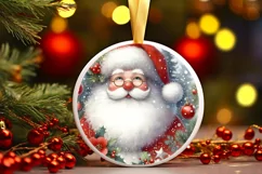 Santa Round Ornament Sublimation PNG Product Image 3