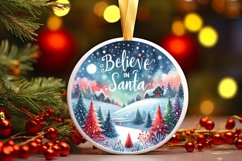 a vibrant winter scene believe in santa round ornament png Product Image 3