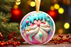 pastel santa round ornament sublimation png Product Image 3