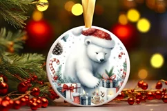 Polar Bear Round Ornament Sublimation PNG Product Image 2