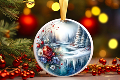 Round Christmass Ornament Sublimation|Clipart Product Image 1