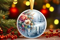 Watercolor Christmas Ornament Flowers Product Image 3