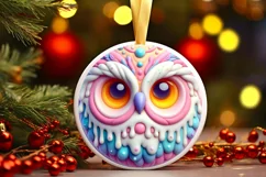 Owl Round Ornament Sublimation PNG Product Image 3